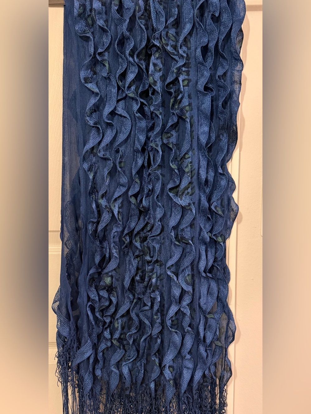 Ruffled Navy Blue Scarf
